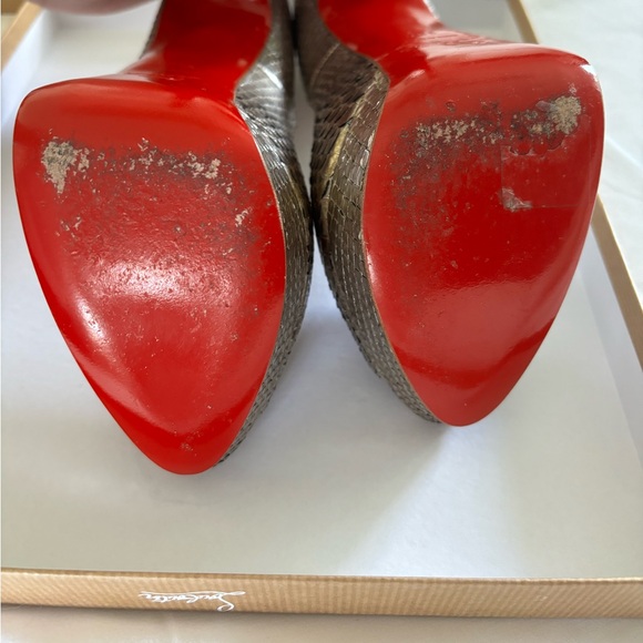 Christian Louboutin Lady Peep 150 Python Cosmo Color Antique Silver. Size 39.5. - Picture 7 of 11